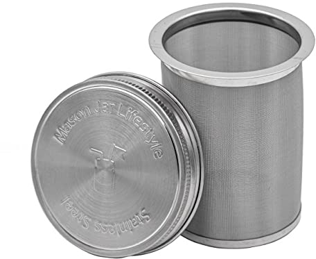Cold Brew Coffee and Tea Maker Stainless Steel Filter for Mason Jars With Lid and 2 Silicone Seals (No Jar, Pint)