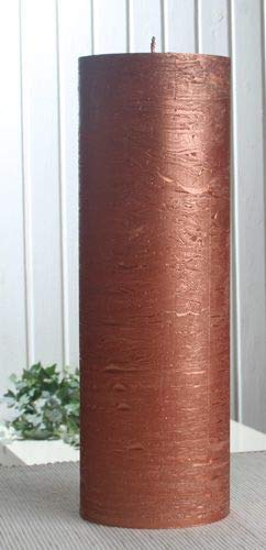 CandleCorner Rustik-Kerzen, 30 x 10 cm Ø, Kupfer-metallic, Unparfümiert