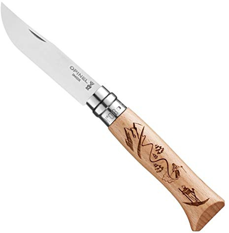 Opinel No. 8 Gravure Ski Taschenmesser, mit Buchengriff, 8,5 cm Stahlklinge, 254512