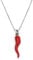 Halskette mit Roter Emaille Sterling Silber Glücksbringer Hornanhänger