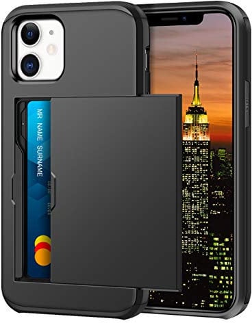 Coolden Compatible with iPhone 12 Mini Case Wallet Case Shockproof Case Protective Hard Back Rubber Bumper Phone Case Card Holder Slot Wallet Case Compatible with iPhone 12 Mini (Black)