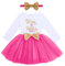 FYMNSI Robe de fête en coton à manches longues pour bébé fille avec bandeau, Rose - C'est mon 1er anniversaire, 12 mois