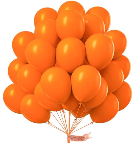PartyWoo Orange Balloons, 50 pcs 12 inch Latex Balloons, Latex Matte Balloons, Orange Party Balloons for Birthday Party, Woodland Baby Shower Decorations, Wedding Decorations Matt Orange-1310