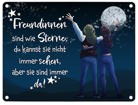Freundinnen sind wie Sterne Metallschild in 15x20 cm mit Sternenhimmel als schönes Geschenk für die beste Freundin um ihr zu zeigen wie viel sie dir bedeutet