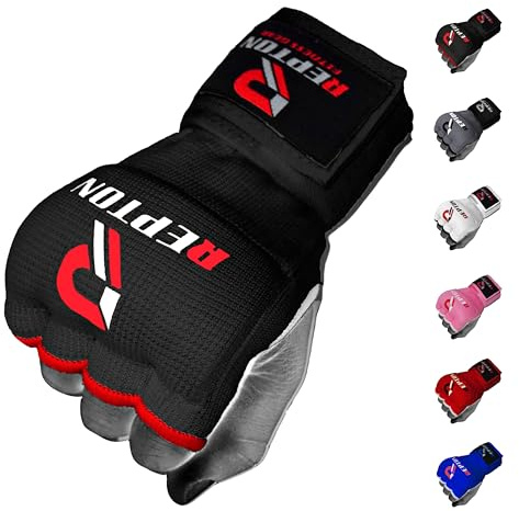Boxing Hand Wraps Quick 100cm Long Wrist Straps Inner Gloves Boxing for Hand Protection Elasticated, Padded Fist for MMA Martial Arts Combat Gloves for Men Women and Kids (Black, S/M)
