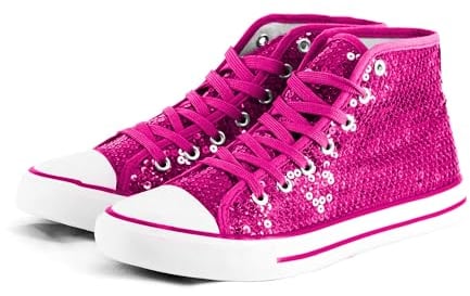 Party Factory Pailletten Schuhe, pink Glitzer, Größe 37, für Damen und Herren, Designer Turnschuhe, Sneaker für Karneval