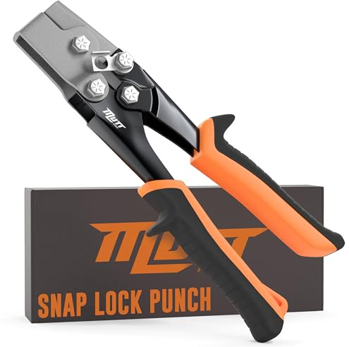 Mutt Tools - Punzone professionale a scatto, per lamiera resistente, con blocco di sicurezza, crimpatrice terminale per grondaie, strumento essenziale per grondaie