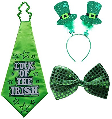 Dodheah St. Patricks Day Hut Set Accessory Irish Party Shamrock Haarreif Irish Leprechaun Hut Zubehör Parade Oder Celebration Dekoration(Krawattenanzug)