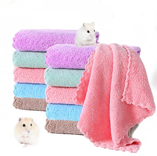 MZQSIY 10 Stück Kleintier-Plüschbett, Meerschweinchen-Decke, 30 x 30 cm, Hamster-Fleece-Käfigeinlagen für Käfig, Zubehör für Kaninchen, Hasen, Chinchilla, Eichhörnchen, Igel, Hamster