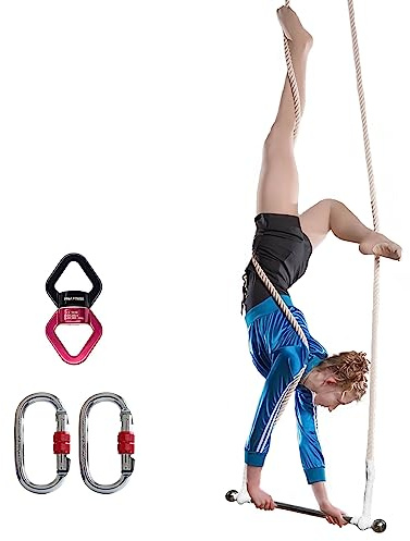 PRIOR FITNESS Aerial Yoga Trapez Set, SGS-Zertifiziert, 2m Acrobatic | Aerial Yoga Trapez Set: Acrobatic Trapeze & Acrobatics Rope. Bruchlast 1522kg. 25mm Nylonseile für Aerial Acrobatics