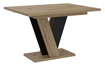 ALTDECOR Esstisch ausziehbar, ideal als Küchentisch, Esszimmertisch - oder Wohnzimmertisch, solide Konstruktion aus Möbelplatte, 120-160x90x75 cm - Artisan Eiche Optik/Schwarz- INEY