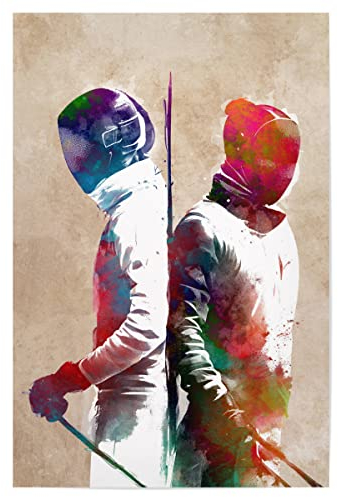 artboxONE Poster 45x30 cm Sport Fechtsportart A hochwertiger Design Kunstdruck - Bild Sport Fechter Schwert