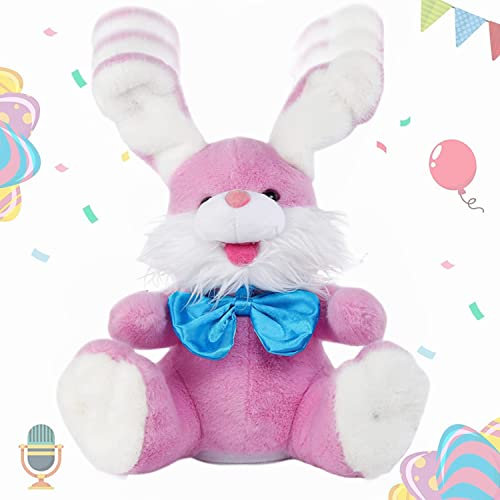 Doudou parlant en forme de lapin qui répète ce que vous dites Peek-A Boo - Jouet en peluche - Lapin interactif - Animal de compagnie électronique avec enfants - Chanson pour enfants - Cadeau pour