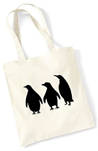 Huuraa Tasche Pinguine Silhouette Geschenk 10 Liter Natural Baumwolle Pinguine Accessoire