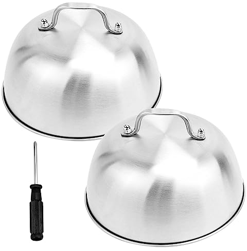 Ticeed 2-er Set Burgerglocke Schmelzkuppel Abdeckhaube Tellerglocke Speiseglocke aus 304 Edelstahl Schmelzglocke für Burgerabdeckung Grill Teppanyaki Cheeseburger 16x16x6.5cm (Rund)