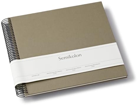 Semikolon 369998 Spiral Album Economy Medium - 23x22,3 cm - Fotoalbum, 40 Seiten cremeweiß, Fotobuch, fango beige