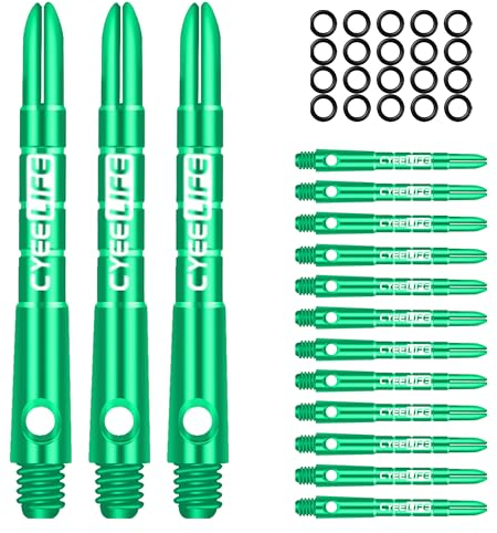 CyeeLife Aluminum Dart Schäfte 15 Stück,2BA Dartpfeile Stems 40mm Grün