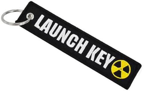 SenzaMa Portachiavi LAUNCH KEY in Tessuto con Anello Porta Chiavi in Resistente Tela Ricamata su Entrambi i Lati per Moto Barca Auto Compatibile con Ducati Honda Bmw