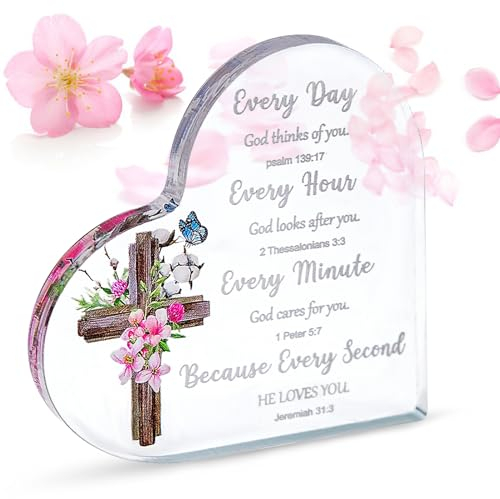Regalo Cristiano para Mujeres - Placa Acrílica en Forma de Corazón, Adornos Decorativos, Cumpleaños Personalizados, Inspiradores para Mujeres, Día de la