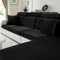 CYCMACO Samt Sitzkissenbezug, Stretch Sofa Sitzkissenbezug rutschfest, Universal Sofa Überzug Wohnzimmer, Elastischer Kissenbezüge, Waschbare(Chaiselongue, Schwarz)