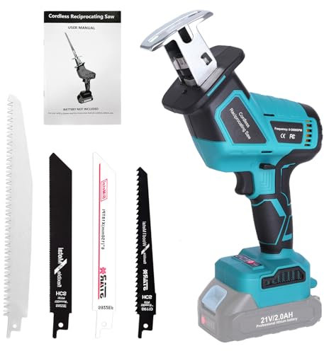 Yofuly Cordless Reciprocating Saw Compatible with MMAKI-TA 21V Battery, Electric Saber Saw with 4 Saw Blades to Cut Wood Metal PVC 3500SPM Stroke Speed Hand Saws (Machine Only)