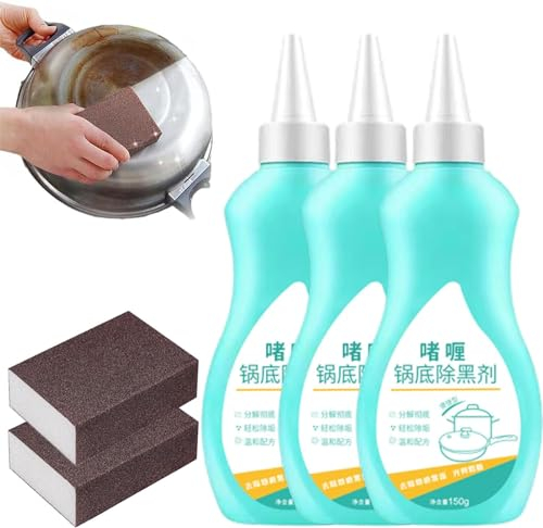 Magic Gel Cleaner for Pots and Pans, Black Pot Bottom Cleaning Gel, Cleaner for Bottom of Pots and Pans, Gel Cleaner for Cookware Bottom (3 Pcs)