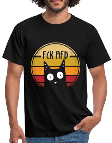 Spreadshirt FCK AFD Katze Politik Gegen Rechts Männer T-Shirt, L, Schwarz