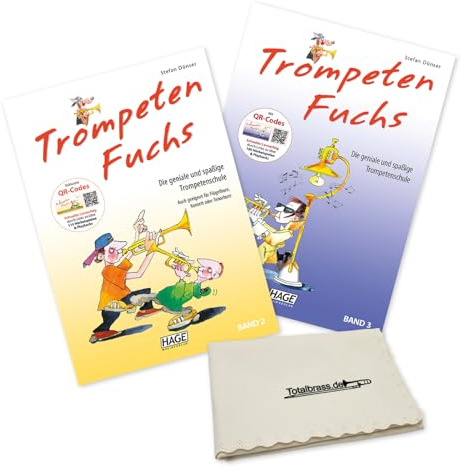 Trompetenfuchs 2 und 3 mit Online QR Codes: (Starterset) - Trompeten Fuchs Band 2 und Band 3 - ISBN 9783866260795/9783866260801 - EH 3802/ EH 3803 + Soundman Poliertuch