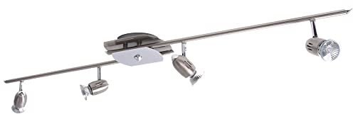etc-shop Deckenstrahler Spotleiste Wohnzimmerlampe Deckenleuchte Schlafzimmer Deckenlampe silber, bewegliche Strahler, 4x GU10, L 110 cm