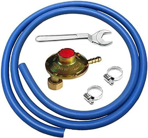 G GRIMALDI Promo Box Regolatore A Taratura Fissa Verticale + Tubo mt.1,5 + Fascette + Chiave per Gas per Stufe Barbecue BBQ