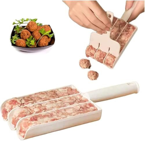 JYTDBCS Máquina para hacer albóndigas, para cocina, triple albóndigas, para hacer albóndigas multifuncionales, bolas de arroz, cuchara de helado de plástico, herramienta para hacer albóndigas,