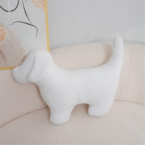Ueiwffzo Kuscheltier Hund Dackel Kissen 50 * 40 * 5cm Plüsch-Hundekissen Weich Plüschkissen, Seitenschläferkissen Soft Geschenk für Weihnachten Geburtstag (Weiß)