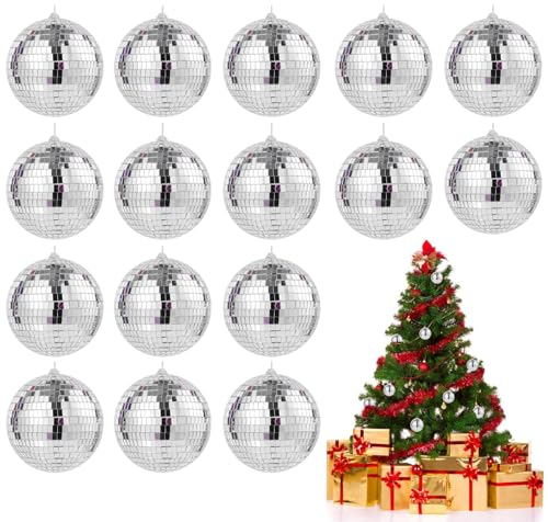 16Pcs 3 cm Mini Disco Balls, Disco Ball Decorations, Silver Disco Mirror Ball, Disco Ball Cups, Glitter Ball Suspension Decoration, Used for Party Decoration, Christmas, Wedding,Ect