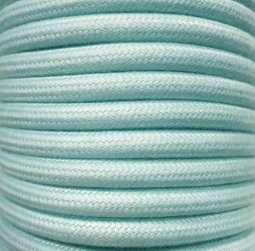 Cable textil de 15m en color mint, tejido de algodón liso, ideal para decoración y proyectos de manualidades.