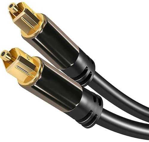 VoltShine Cable Óptico TOSLINK Audio (Stereo Dolby Digital Normal, DTS, Conector TOSLINK Macho a Conector TOSLINK Macho, Negro), Pro Series (1 metro)