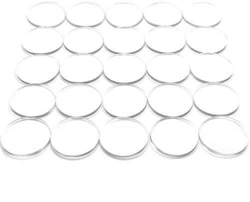 25 protectores de mesa de cristal, 1 pulgada de grosor, redondos, no adhesivos, espaciadores de mesa de vidrio (2 mm de grosor)