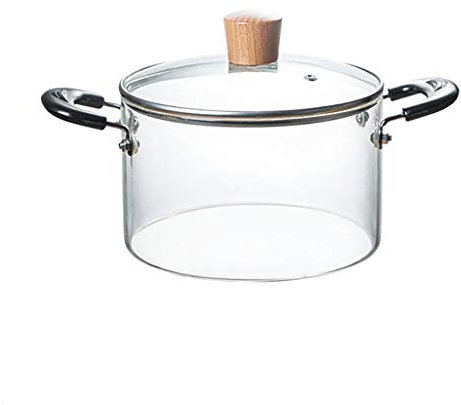 NSTVVEE 2L Household Glass Cooking Pot Heat-Resistant Soup Pot Transparent Salad Instant Noodle Bowl Kitchen Cookware Saucepan