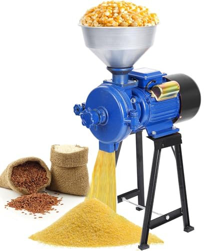 Commercial Electric Corn Grinder 3000W with Funnel Professional Grain Mill for Wheat Corn Spices Rice Powerful Powder Machine for Feed Milling