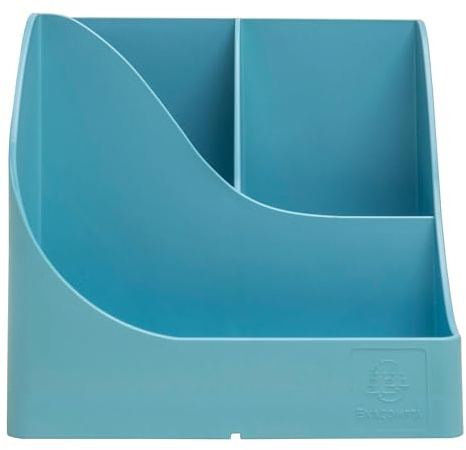 EXACOMPTA - Ref 69591D - Set of 4 Pen Wave Pop N'Co Pencil Pots Cyan - with 5 compartments - 4 high compartments for large utensils and 1 bottom compartment for small utensils
