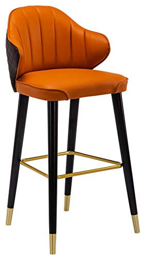 Moderner Barhocker aus Kunstleder mit Metallbeinen, 65 cm hoch, Beige