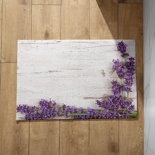 EHOMERY Schmutzfangmatte Waschbar In Waschmaschine Fussmatte rutschfest Innen Lavendel Schmutzfangmatte Küche Sauberlaufmatte Waschbar Bunt 40x60cm,