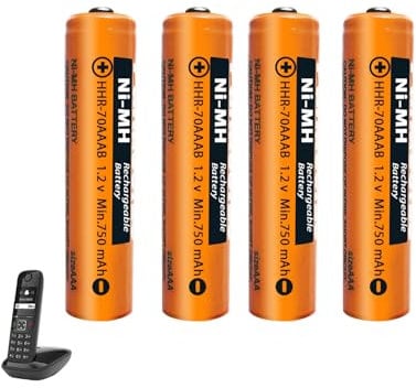 Batterie Ricaricabili AAA 750mah 1,2v per Ricevitore Gigaset, NI-MH Pile Ricaricabili AAA 750 mah per Panosonic Telefoni Cordless - confezione da 4