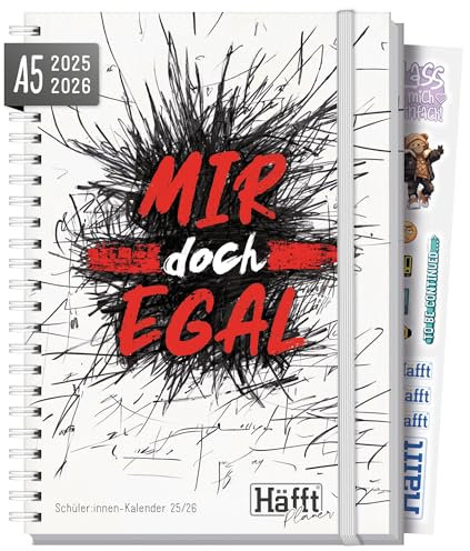 Häfft® Planer Premium A5 2025/2026 - Hardcover Schülerkalender mit Anti-Langeweile-Garantie Mir doch egal - nachhaltig & klimafreundlich