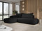 DomoHome Ecksofa BABU Mit Bettfunktion – Moderne Polsterecke Für Wohnzimmer Funktionales Schlafsofa Im Stoff Now OR Never Größe: 300x105x60cm, Linke Seite Farbe: Schwarz