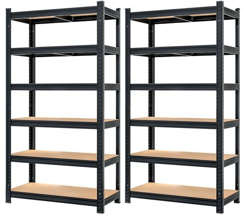 Monzana® 2X Premium Schwerlastregal 180x90x40cm 6 Böden Kellerregal Lagerregal Steckregal Metallregal Werkstattregal schwarz