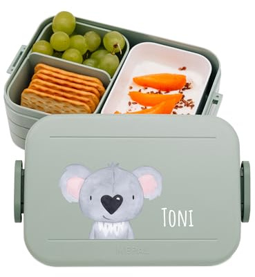 wunderwunsch MEPAL Brotdose Personalisiert Kinder, Vesperbox mit Namen | Stabile Jausenbox und Bento Brotzeitbox für den Kindergarten, Lunchbox Kita Krippe, Vesperdose Brotbox Fächern