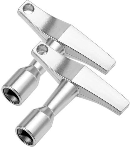 2 PCS Drum Tuning Keys – Chrome Alloy Drum Key with Drill Bit Adapter – Ideal Drum Kit Tool for Acoustic & Electronic Drums (Quadrilateral)