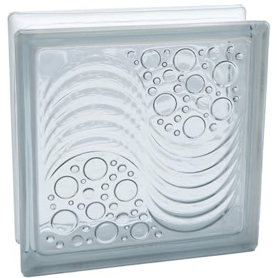 Basic Glasbaustein Ocean klar & satiniert, 24x24x8 cm - 4 Stück | Geeignet zur Erstellung einer Trennwand, als Raumteiler oder als Duschabtrennung