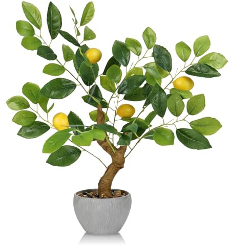 HPNIUB Lemon Tree Potted Plant Tall Faux Citrus Indoor Corner Decor