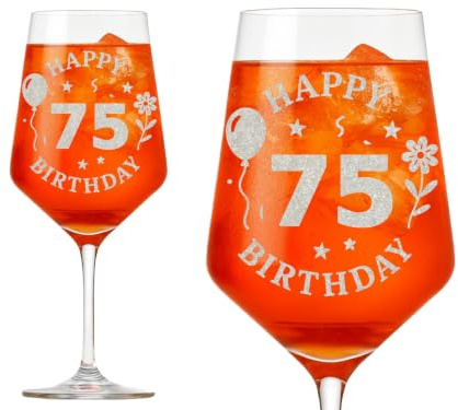 Valhalla Weinglas 350ml Happy Birthday 75 Jahre spülmaschinenfest Exoda | Verwendungszweck, Set-Inhalt, gravierte persönliche Gestaltung, spülmaschinenfest, Füllvermögen 350 ml